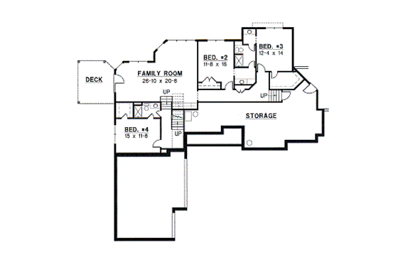 Floor Plan - Lower Floor for Traditional House Plan #67-268 - 5 bed, 4 bath
