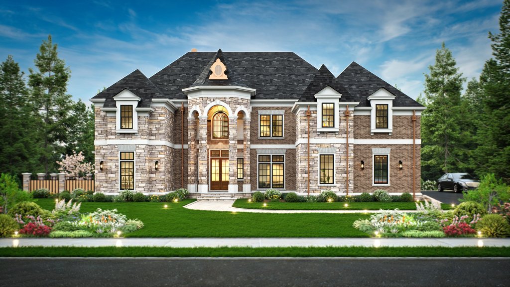 Exterior - Front Elevation 2 for European House Plan #119-421 - 4 bed, 4.5 bath