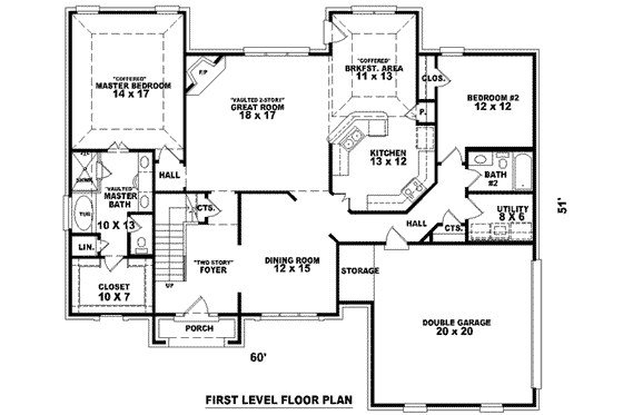 Floor Plan - Main Floor for European House Plan #81-1006 - 4 bed, 3 bath