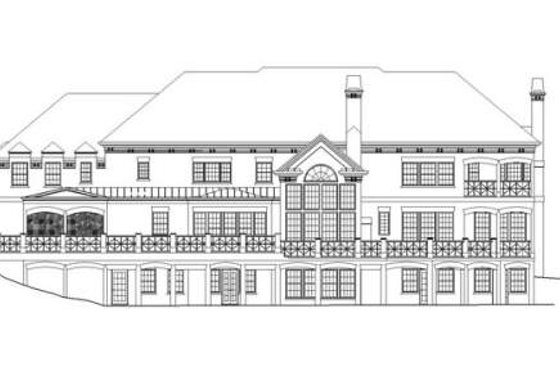 Exterior - Rear Elevation for Classical House Plan #119-324 - 5 bed, 5 bath