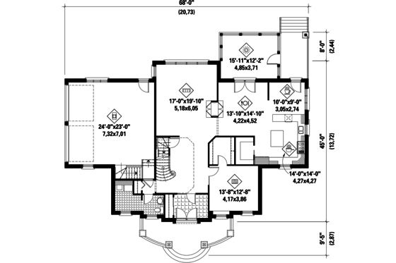 Floor Plan - Main Floor for Colonial House Plan #25-4487 - 4 bed, 4 bath