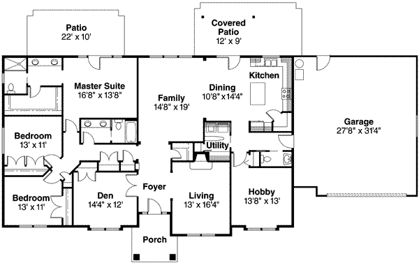 Dream House Plan - Ranch Floor Plan - Main Floor Plan #124-484
