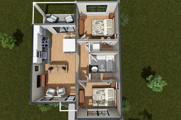 Home Plan - Floor Plan - Main Floor 1 for Modern House Plan #513-2452 - 2 bed, 1 bath