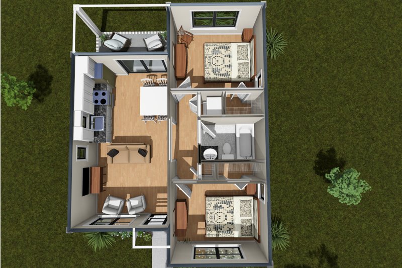 House Blueprint - Floor Plan - Main Floor 1 for Modern House Plan #513-2452 - 2 bed, 1 bath