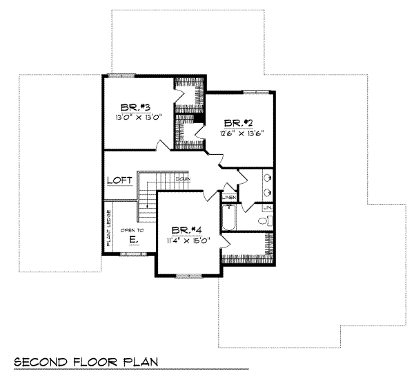 Traditional Floor Plan - Upper Floor Plan #70-490