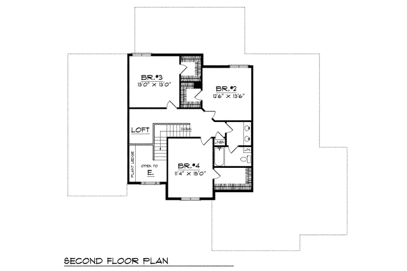 House Plan Design - Floor Plan - Upper Floor for Traditional House Plan #70-490 - 4 bed, 2.5 bath