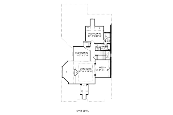 Floor Plan - Upper Floor for European House Plan #141-364 - 3 bed, 2.5 bath
