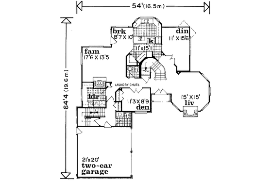 Floor Plan - Main Floor for Traditional House Plan #47-616 - 3 bed, 3 bath
