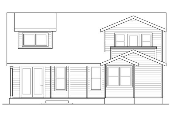 Exterior - Rear Elevation for Cottage House Plan #124-1036 - 3 bed, 2.5 bath