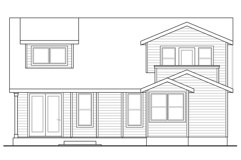 House Design - Exterior - Rear Elevation for Cottage House Plan #124-1036 - 3 bed, 2.5 bath