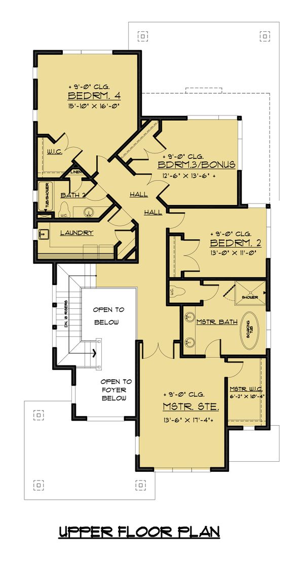 Architectural House Design - Contemporary Floor Plan - Upper Floor Plan #1066-50