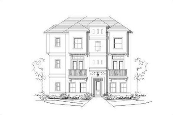 Exterior - Front Elevation for European House Plan #411-678 - 3 bed, 2.5 bath