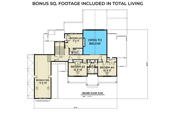 Floor Plan - Upper Floor for Farmhouse House Plan #1070-177 - 4 bed, 3.5 bath