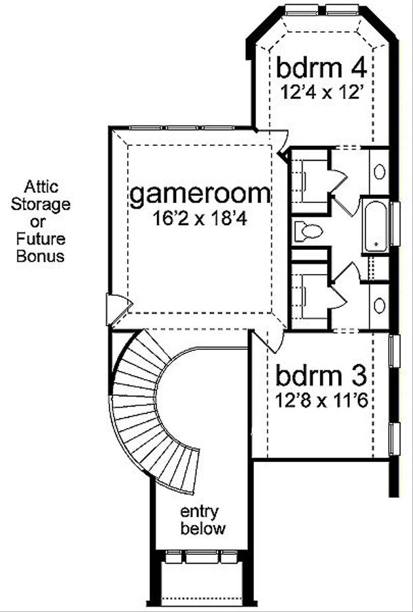 European Floor Plan - Upper Floor Plan #84-261