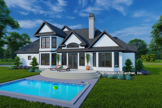 Exterior - Rear Elevation for European House Plan #929-570 - 4 bed, 3 bath