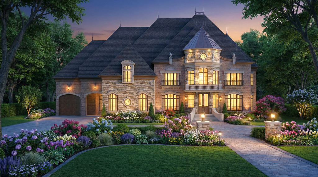 Exterior - Front Elevation 2 for European House Plan #119-197 - 5 bed, 5 bath