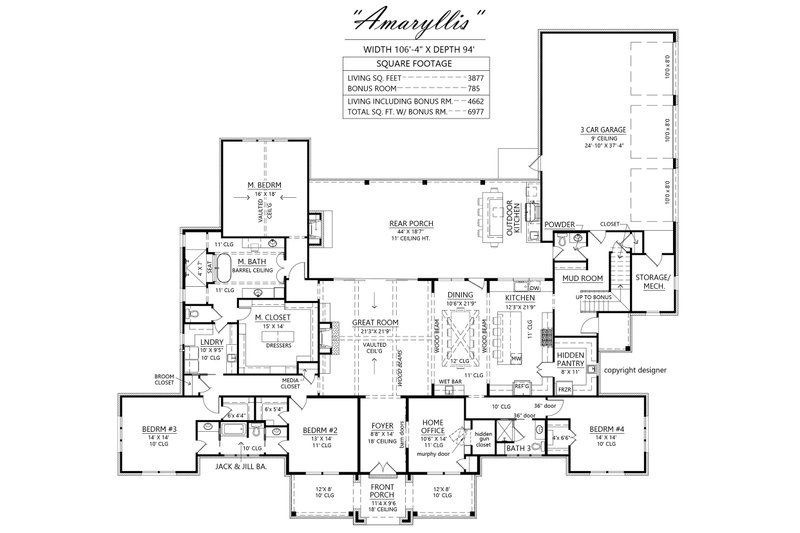 Dream House Plan - Floor Plan - Main Floor for Farmhouse House Plan #1074-105 - 4 bed, 4.5 bath