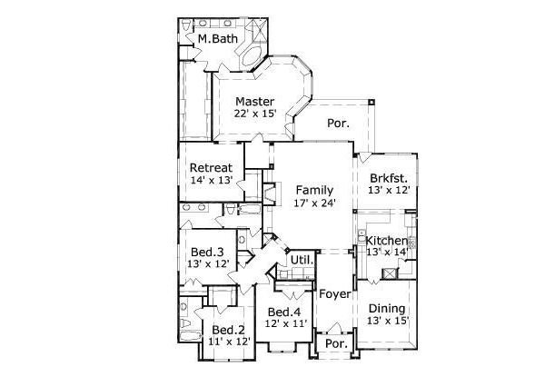 Floor Plan - Main Floor for European House Plan #411-722 - 4 bed, 3 bath