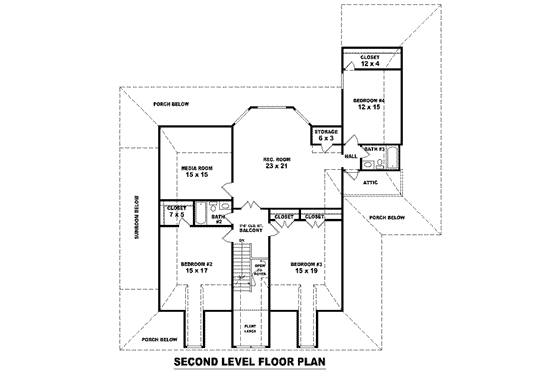 Floor Plan - Upper Floor for Traditional House Plan #81-1492 - 4 bed, 3.5 bath