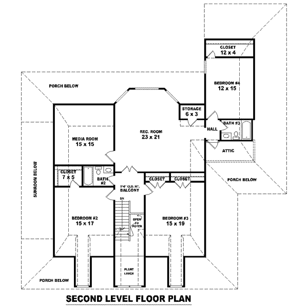 Traditional Floor Plan - Upper Floor Plan #81-1492