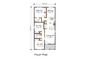Floor Plan - Main Floor for Bungalow House Plan #79-129 - 3 bed, 2 bath