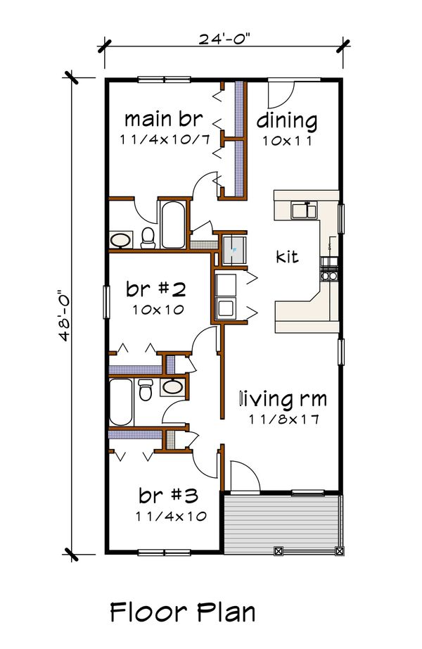 House Blueprint - Cottage Floor Plan - Main Floor Plan #79-129