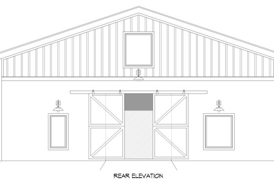 Exterior - Rear Elevation for Traditional House Plan #932-694, 1 bath