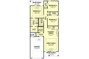 Floor Plan - Main Floor for Cottage House Plan #430-39 - 3 bed, 2 bath