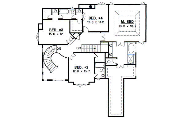 European Floor Plan - Upper Floor Plan #67-597