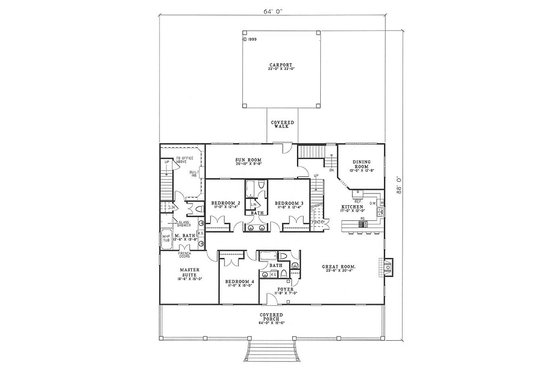 Floor Plan - Main Floor for Country House Plan #17-2036 - 4 bed, 5.5 bath