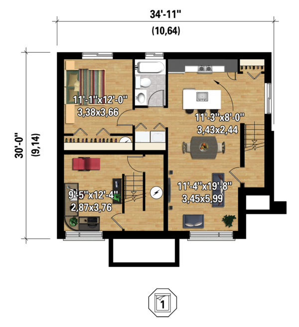Contemporary Floor Plan - Lower Floor Plan #25-4400