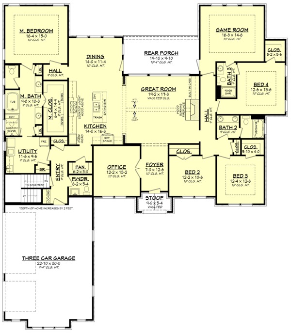 House Plan Design - Optional Basement Stair Placement