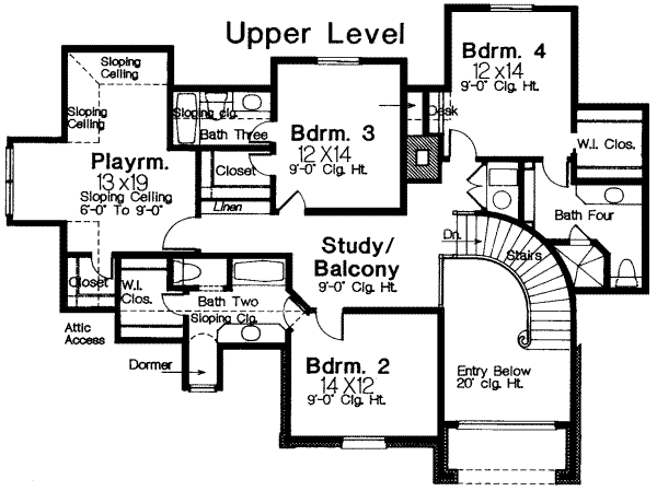 European Floor Plan - Upper Floor Plan #310-211