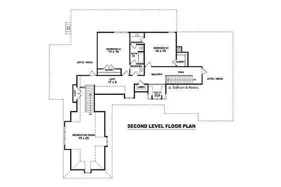 Floor Plan - Upper Floor for European House Plan #81-1623 - 4 bed, 3.5 bath