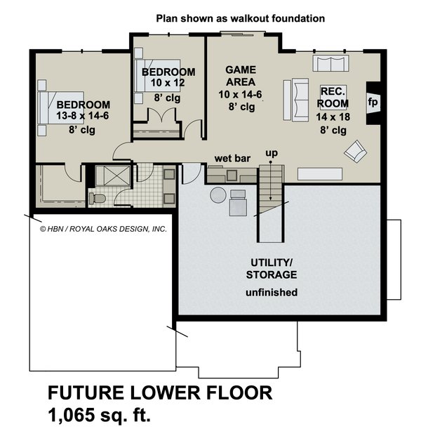 House Blueprint - Farmhouse Floor Plan - Lower Floor Plan #51-1176