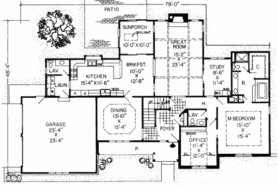 Floor Plan - Main Floor for European House Plan #312-221 - 4 bed, 3.5 bath
