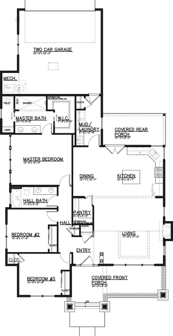 Craftsman Floor Plan - Main Floor Plan #895-58
