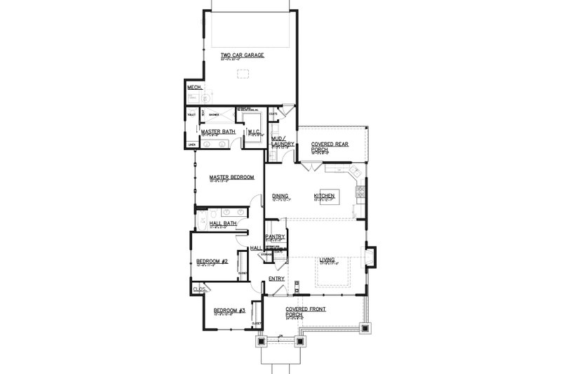 Home Plan - Floor Plan - Main Floor for Craftsman House Plan #895-58 - 3 bed, 2 bath