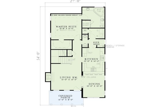 Floor Plan - Main Floor for Southern House Plan #17-2032 - 3 bed, 2.5 bath