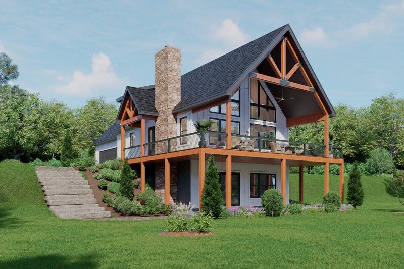 House Blueprint - Cabin Exterior - Front Elevation Plan #932-1342