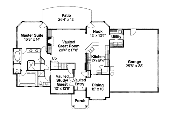 Floor Plan - Main Floor for European House Plan #124-512 - 4 bed, 3 bath