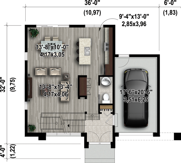 Contemporary Floor Plan - Main Floor Plan #25-4416