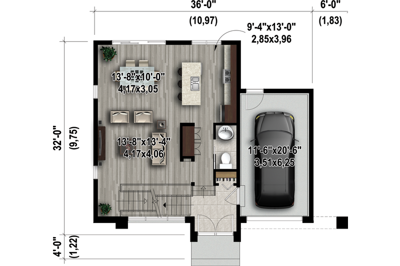 Dream House Plan - Floor Plan - Main Floor 1 for Contemporary House Plan #25-4416 - 3 bed, 1 bath