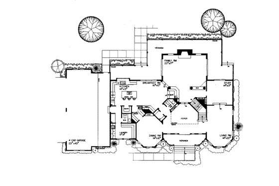 Floor Plan - Main Floor for Victorian House Plan #72-372 - 4 bed, 6 bath