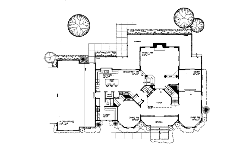 House Blueprint - Floor Plan - Main Floor for Victorian House Plan #72-372 - 4 bed, 6 bath