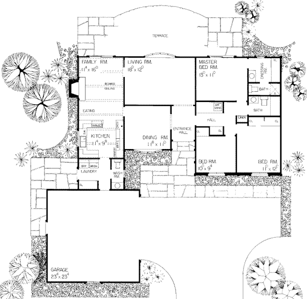 House Blueprint - Traditional Floor Plan - Main Floor Plan #72-443