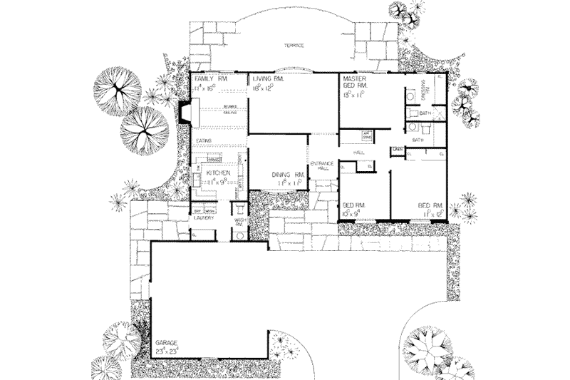 Home Plan - Floor Plan - Main Floor for Traditional House Plan #72-443 - 3 bed, 2.5 bath
