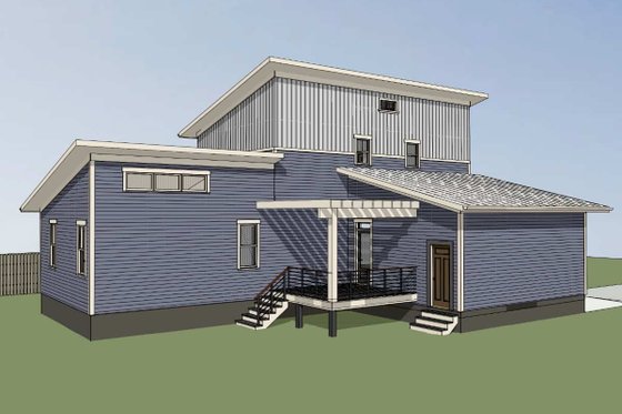 Exterior - Rear Elevation for Modern House Plan #79-320 - 3 bed, 2.5 bath