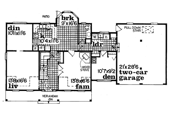 Floor Plan - Main Floor for Traditional House Plan #47-173 - 3 bed, 2.5 bath