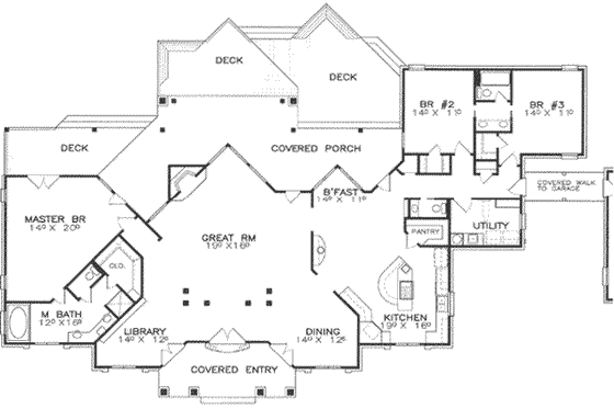 Floor Plan - Main Floor for European House Plan #8-104 - 3 bed, 2.5 bath